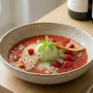 Soupe froide de fraises gariguettes à la verveine