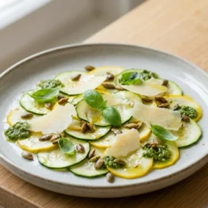 Carpaccio de courgettes et copeaux de parmesan AOP