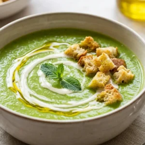 Velouté de petits pois à la menthe fraîche