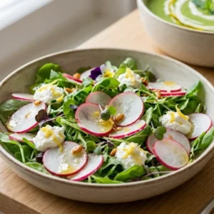 Salade de jeunes pousses et radis croquants